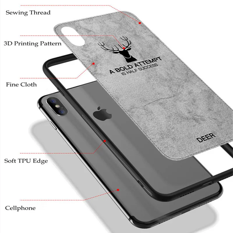 Роскошный тканевый 3D чехол для телефона с рождественским оленем iphone XS Max 7 8 6 6S Plus