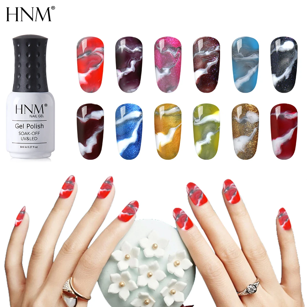 HNM 8 мл светодиодный Гель-лак 20 чистых цветов замочить Супер Bling DIY Гибридный лак