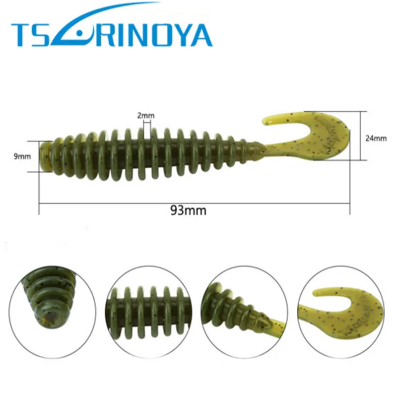 Tsurinoya 8 шт. рыболовные приманки 93 мм/6 4 г мягкие силиконовые искусственные Leurre soule