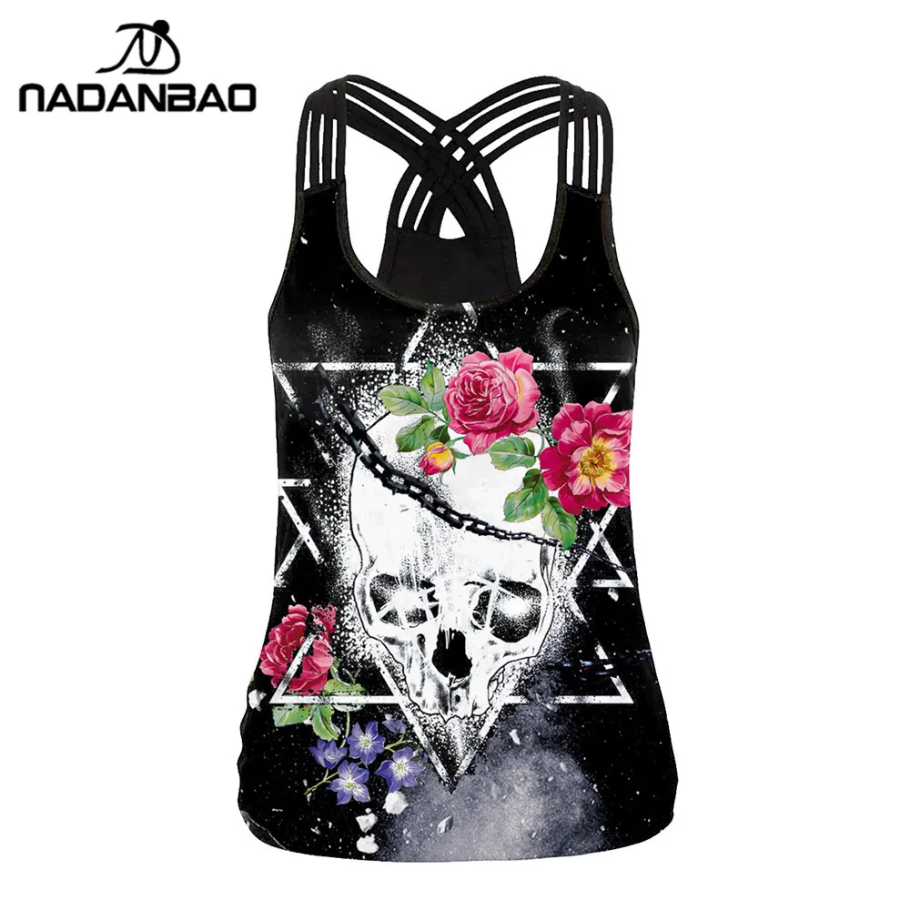 Женская майка с открытой спиной и 3D-принтом черепа без рукавов | одежда