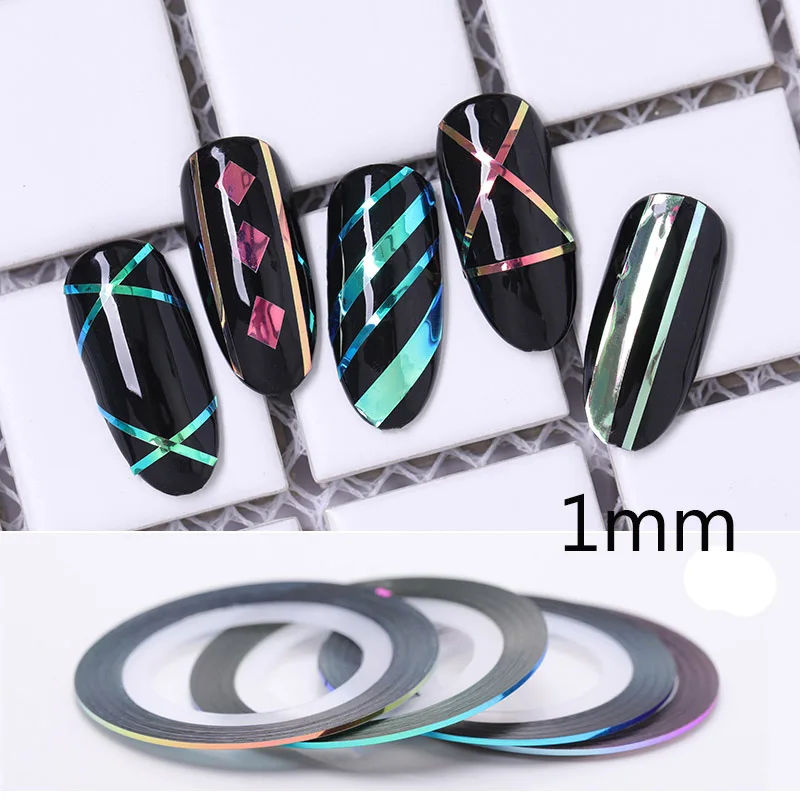 1mm 4 шт. набор из розового золота с изогнутыми полосками, 3D наклейки для ногтей, клейкие ленты, наклейки, клеевые бумаги, маникюрные украшения для ногтей - Цвет: 1mm