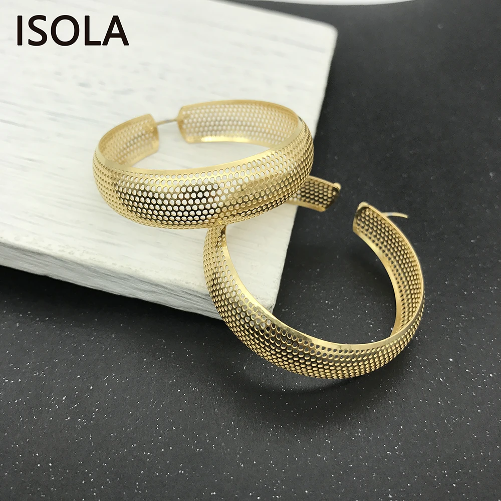 Женские классические серьги кольца ISOLA круглые из титановой стали в форме круга