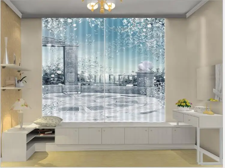 

balcon yIce mountain snow 3D Window Curtain Luxury Blackout Living Room office Bedroom decor Drapes Rideaux Cortina pillowcase