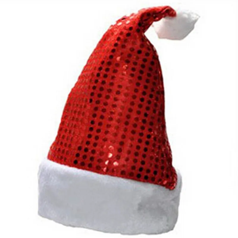 LOS 1PC Deluxe Sequin Santa Hat Outfit Accessory for Christmas Nativity Fancy Dress Red And White Cap Claus Costum | Дом и сад