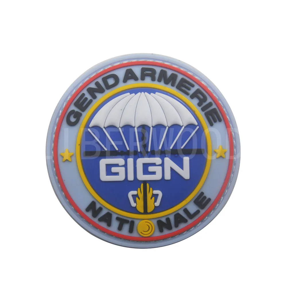 PVC-GIGN GIGN RAID Франции армии ПВХ патч Британский S.A.S. SAS GIS Италия спецназ 3D ПВХ крюк петля Резиновый патч OPS Тактический значок - Цвет: PVC-GIGN