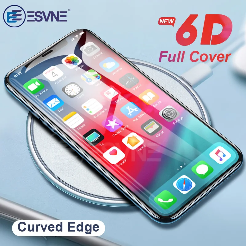 Закаленное стекло ESVNE 6D для iphone X XS защита экрана Защитное iPhone XR MAX закругленная