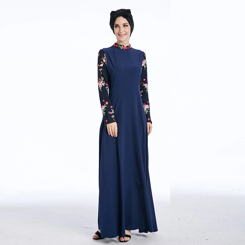 Buytiz ОАЭ сетки военно-морского флота мусульманских креп abaya Макси платье арабский