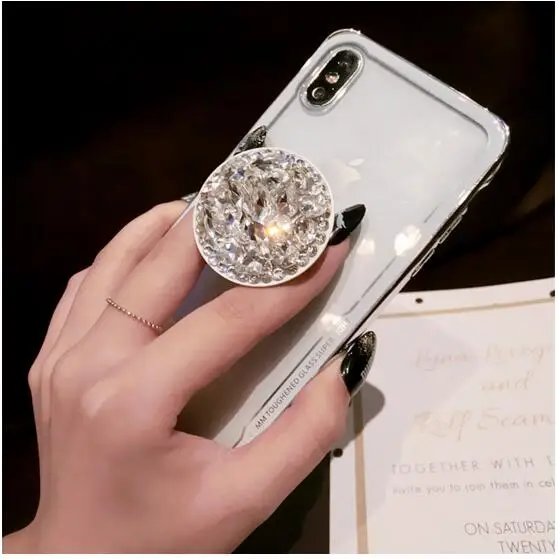 Модный Роскошный чехол со стразами для телефона iPhone Xs 6 7 8 plus кронштейн прозрачный