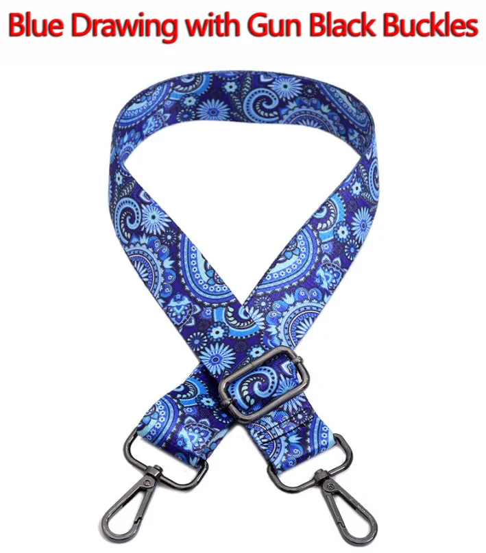 Black Blue Drawing 4 металлических цвета! DIY 140 см регулируемая сумочка, сумка с ремнями шириной 3,8 см сменные цветные Наплечные ремни, ремни для сумок - Цвет: Black Blue Drawing