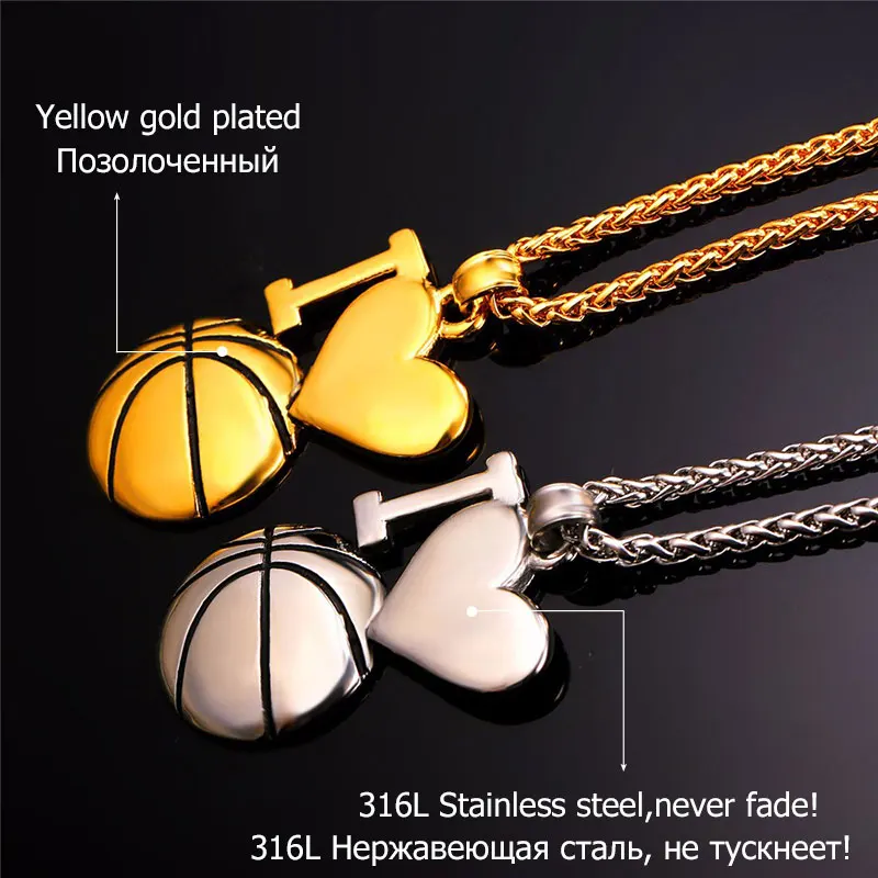 U7 Баскетбол Кулон С Цепочкой Ожерелье Для Мужчин/Женщин Олимпийские Колье Я