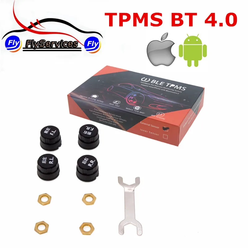 Салона автомобиля TPMS Bluetooth 4.0 Авто шин Давление мониторинга Системы 4 Датчики
