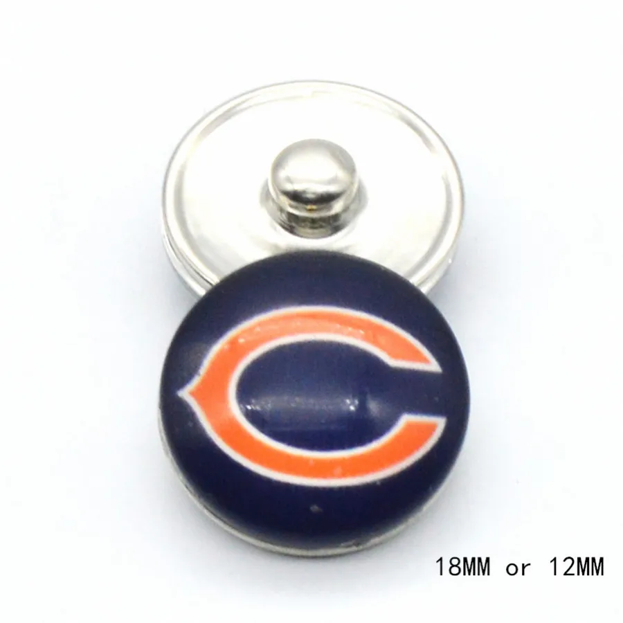 Футбол Chicago Bears Спорт Стекло щелкает кнопками 18 мм 12 fit кнопки jewelry браслет Подарок