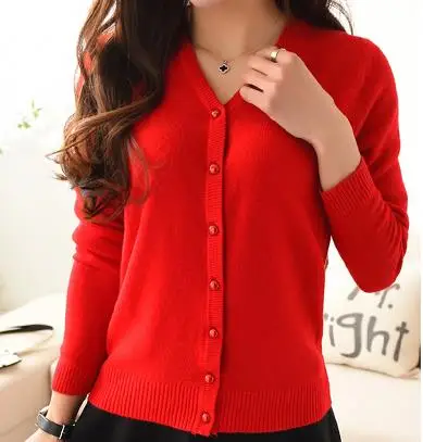 High Quality 2018 Autumn 3/4 Sleeve Women Knitted Sweaters Cardigans Female V-neck single breasted Soft |