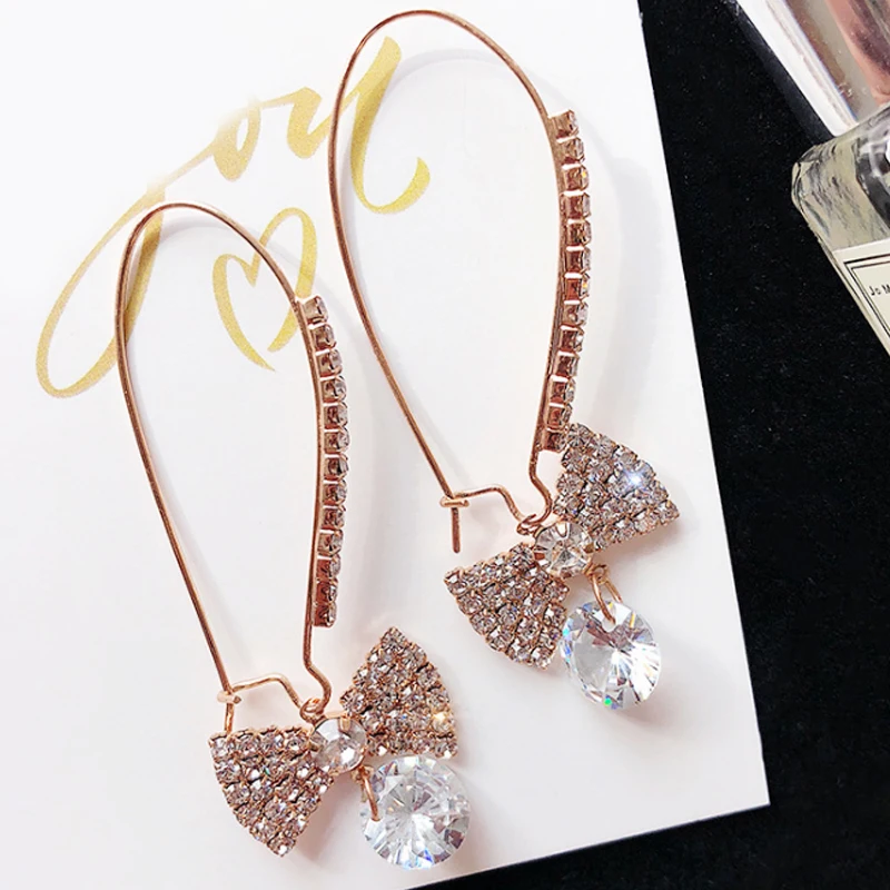 Rose gold style2 Кристалл круглые Роскошные ювелирные изделия подарок серьги геометрические Модные кольца для женщин - Окраска металла: Rose gold style2