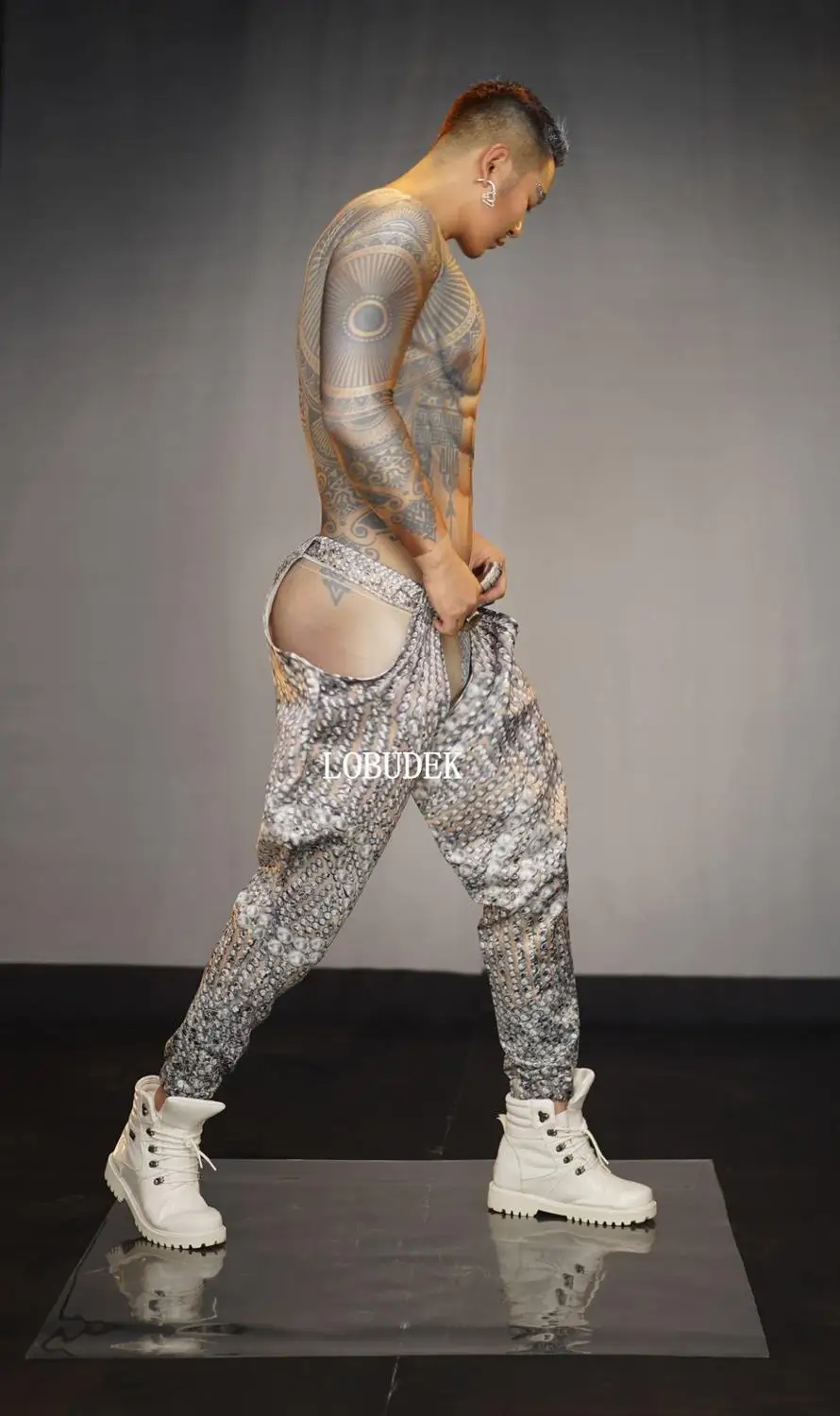 Мужской обтягивающий костюм с 3D-принтом |