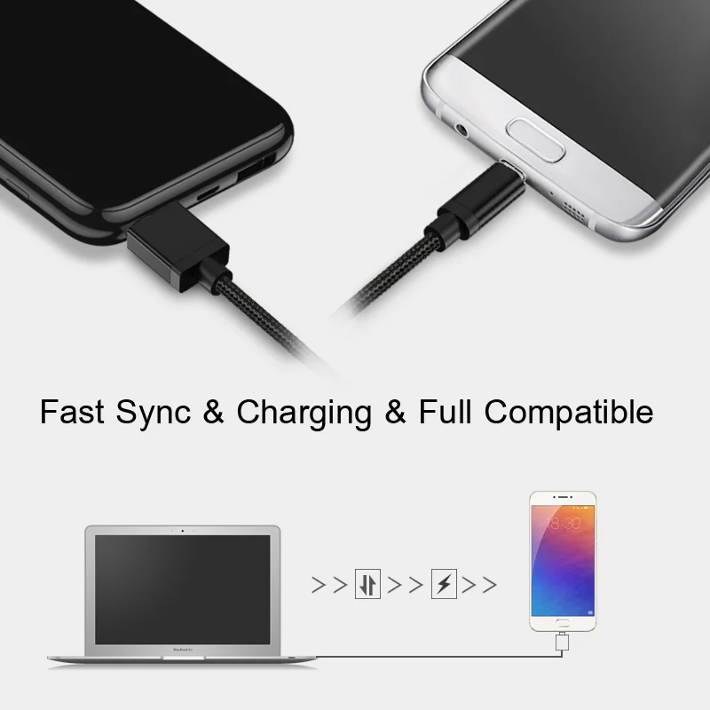 GUSGU Nylon Braided Mobile Phone USB C Cable Type Plug Fast Charging Data For Samsung S9 S8 Xiaomi Mi6 Mi5 Typec Cables | Мобильные
