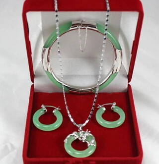 Бесплатная доставка натуральный зеленый дракон кулон серьги браслет набор |