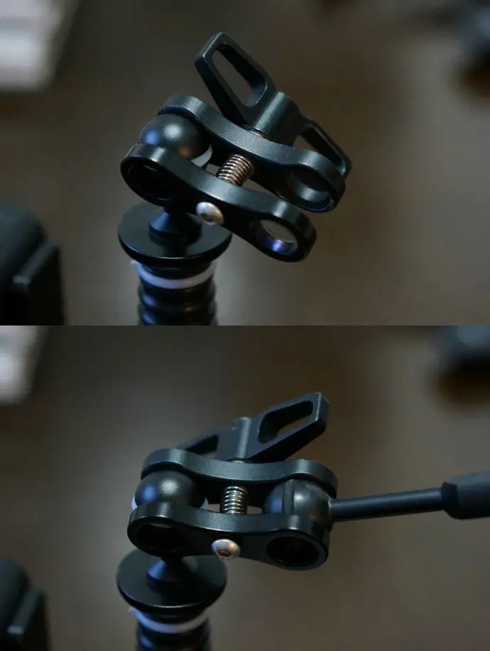 Алюминиевый Шаровой Зажим с двумя отверстиями для дайвинга подводный кронштейн