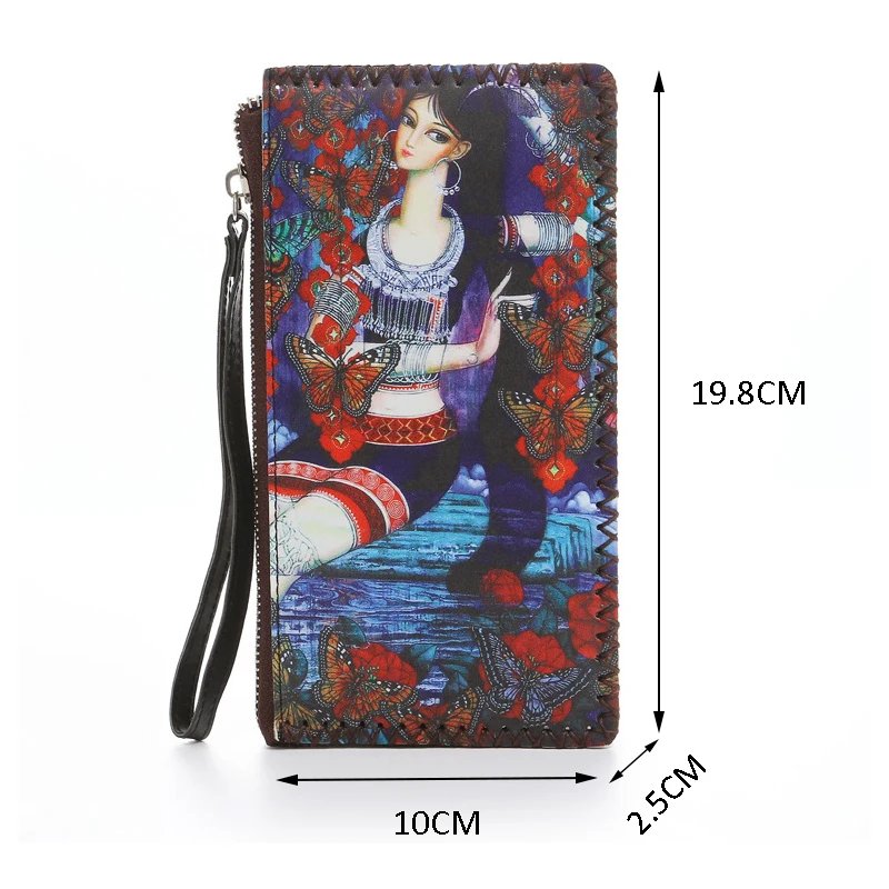 DXH женские кошельки ручной работы на молнии Длинный кошелек для наличных Женский