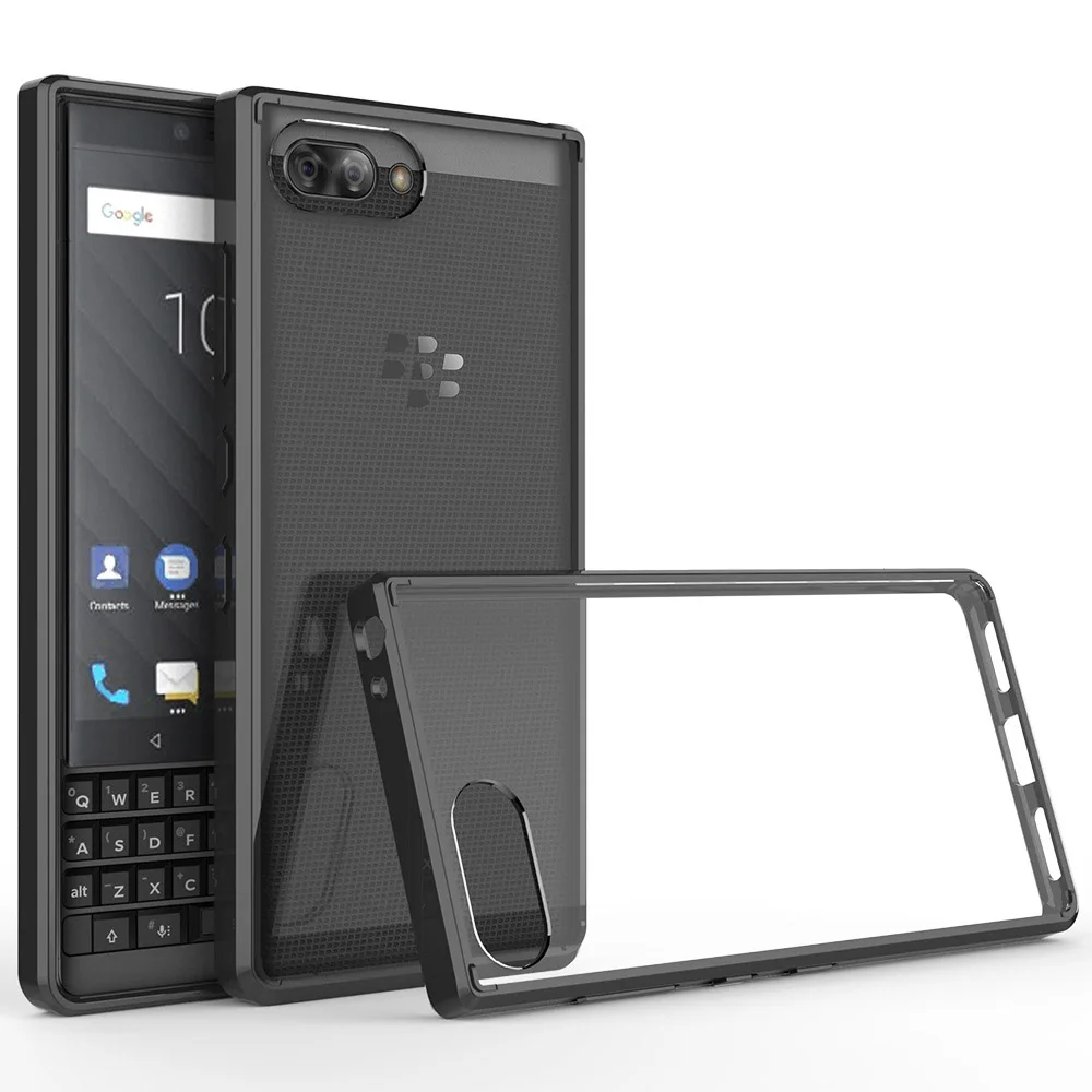 Тонкий прозрачный жесткий чехол для BlackBerry KEY2 бампер из ТПУ противоударный с