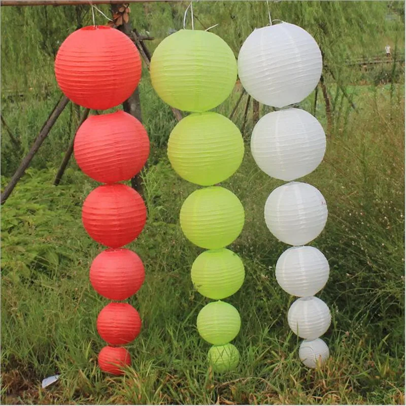 10 pcs/lot Colorful Chinese Paper Lanterns Lamp 6-8-10-12-14-16 inches for Wedding Party Baby shower Decoration Supplies | Дом и сад