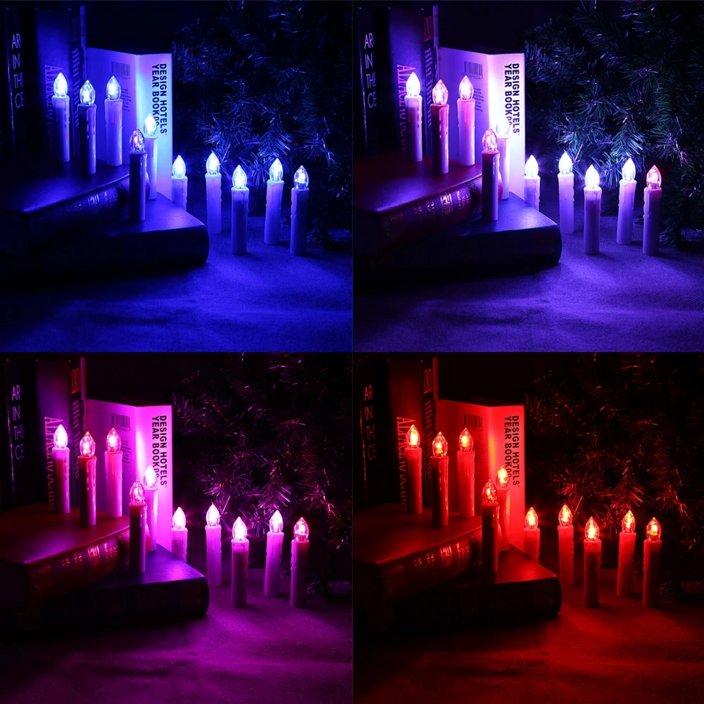 10 шт. светодиодный ночник RGB LED беспламенный конус электрическая свеча ночи свет