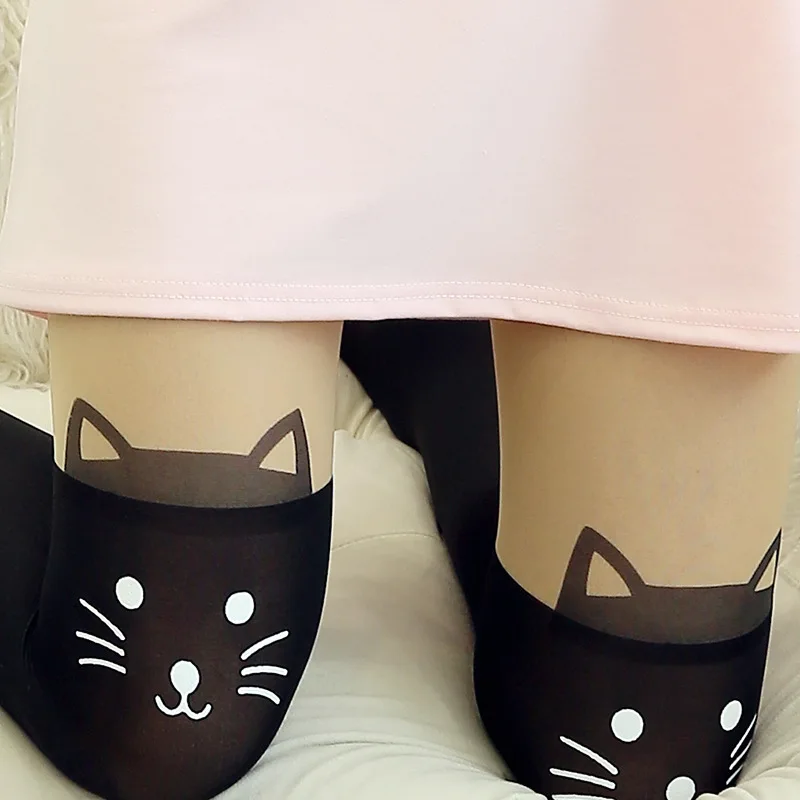 24 Kinds Of Hot Arrived Styles 90cm Women Pantyhose Cute Sexy Cat Pattern Printed Tattoo Cartoon Style Girl's Sheer Stockings - Color: Style5