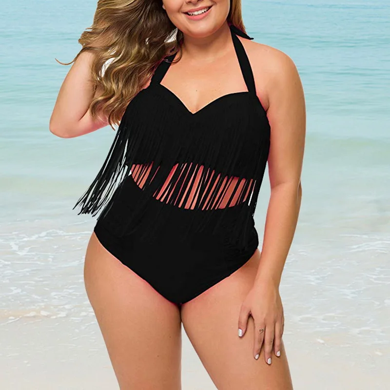 Танкини размера плюс набор пуш ап с кисточками купальник сексуальный Ретро стиль