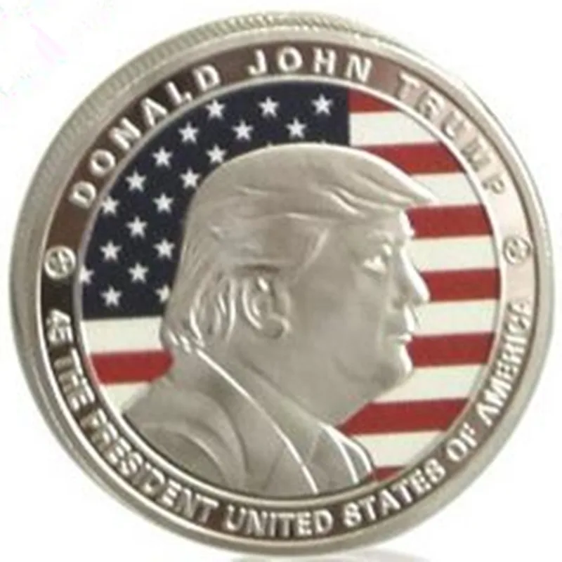 50 шт. новинка 2018 монеты на тему свободы Дональда Трампа посеребренный значок 40 мм