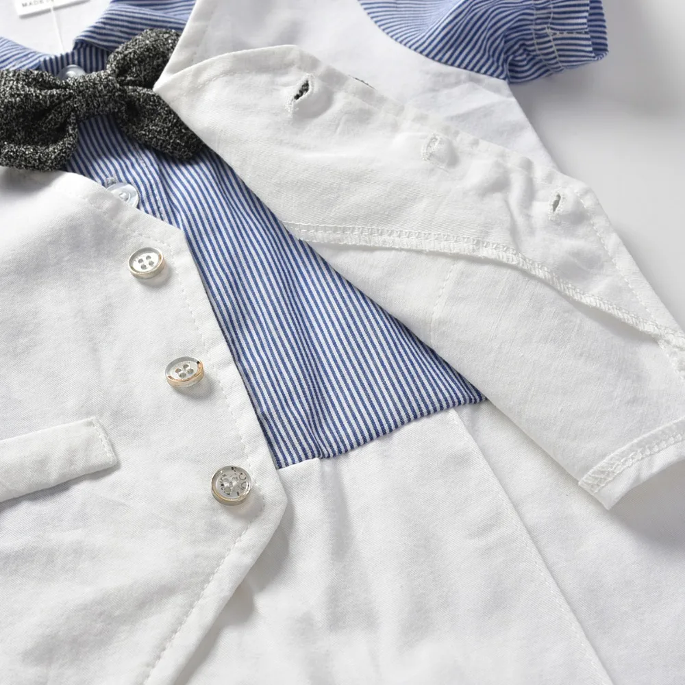 2020 New Summer Brand Gentleman Style Baby Boys Clothing Sets white Children 6-24 M Kids Clothes tie bow vest shoes set |