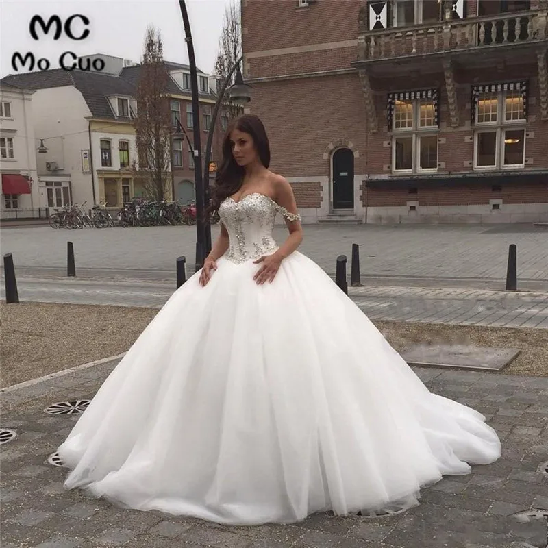 Robe de mariage свадебное платье 2018 Свадебные платья с открытыми плечами Кристаллы