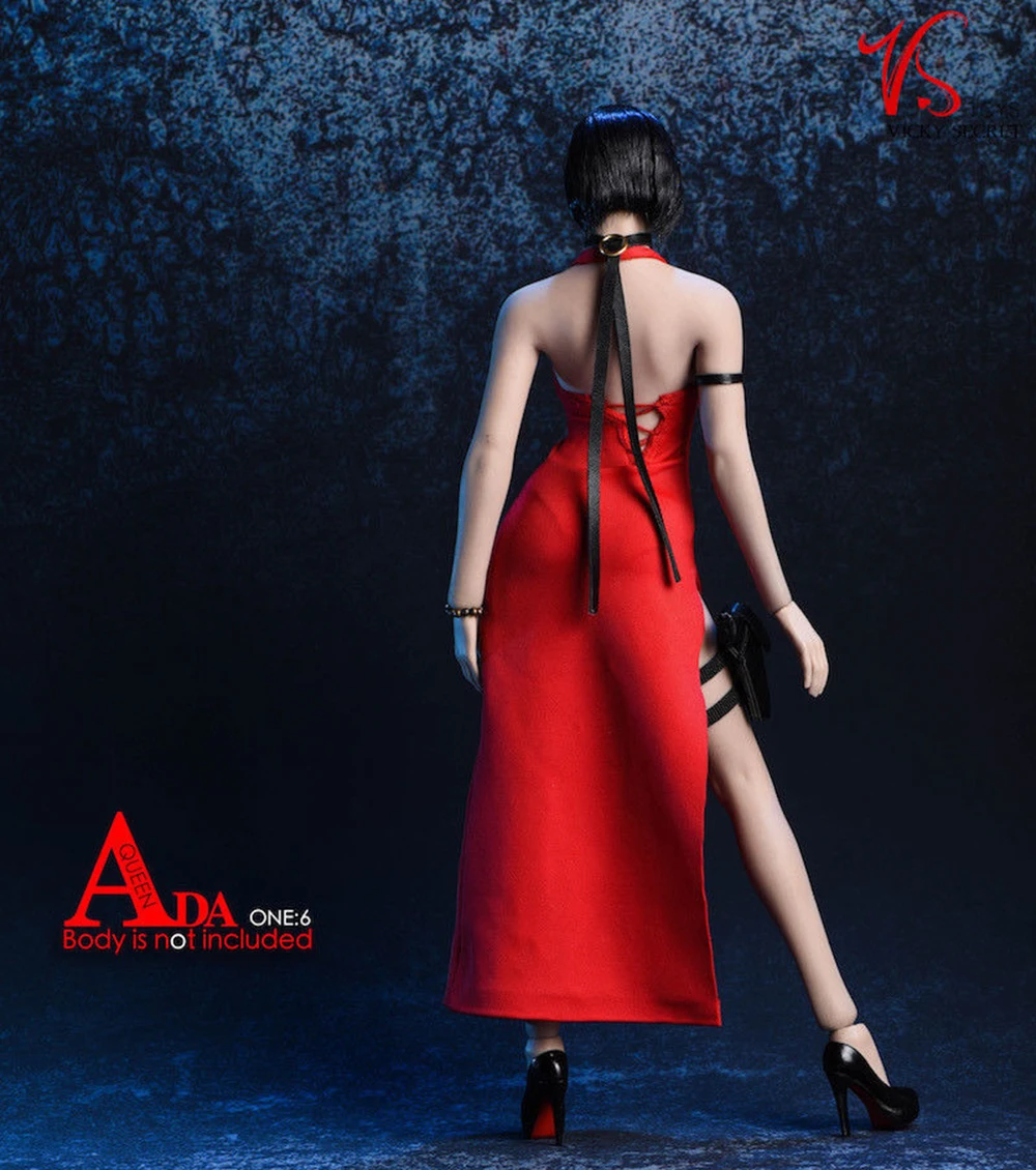 Аксессуары для корректировки фигуры 1:6 сексуальное 18XG14 Ada Wong платье набор 1/6 висячая Шея длинная юбка черный красный цвета для большой груди тела