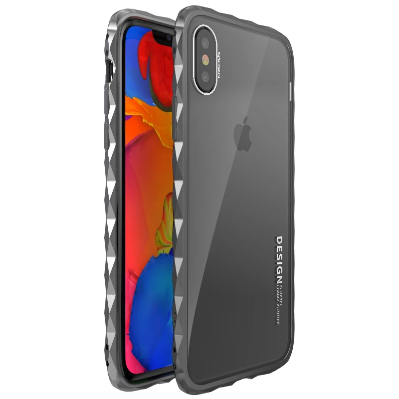 LUPHIE 2 в 1 чехол для Apple iPhone X чехол Роскошный Алюминиевый металлический бампер+ прозрачный акриловый чехол набор чехол для телефона s для iPhone X