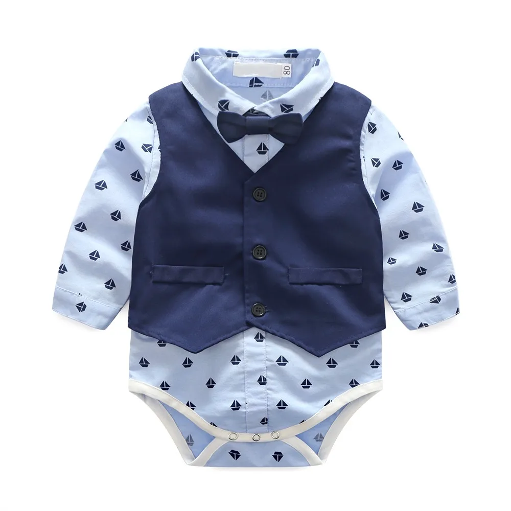 Костюм для мальчиков 1-2 лет боди малышей 3-6 месяцев рубашка + жилет штаны одежда