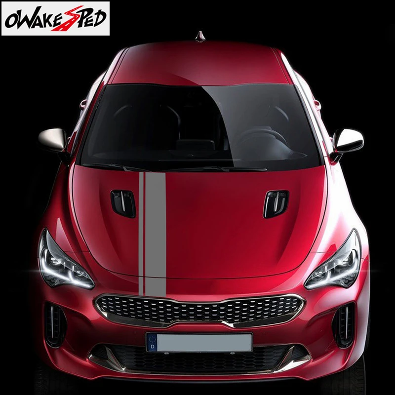 Для KIA Stinger Sport Stripes наклейки на капот автомобиля авто капот крышка двигателя декоративные наклейки водонепроницаемые гоночные стильные виниловые наклейки