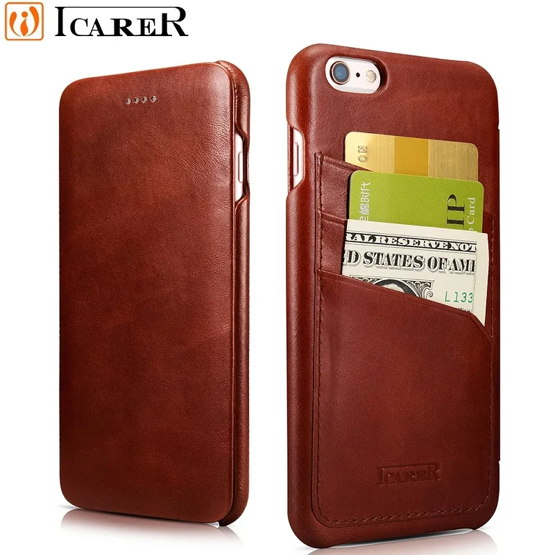 ICARER изогнутый край Винтаж телефон флип чехол для iPhone6 6s 4 7 &quotиз натуральной кожи