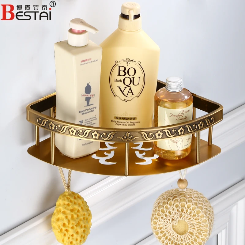 corner rack Европейская антикварная резная стойка для полотенец, Алюминиевая Полка для ванной комнаты, бумажная коробка, настенное крепление, вешалка для полотенец, аксессуары для ванной комнаты, подвесной набор - Цвет: corner rack