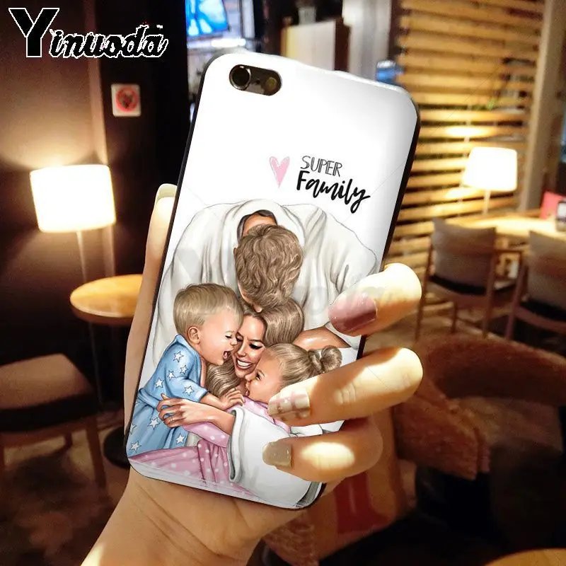 Yinuoda лучший Семейный чехол для мамы и дочки черный мягкий телефона iPhone 5 5Sx 6 7plus 8