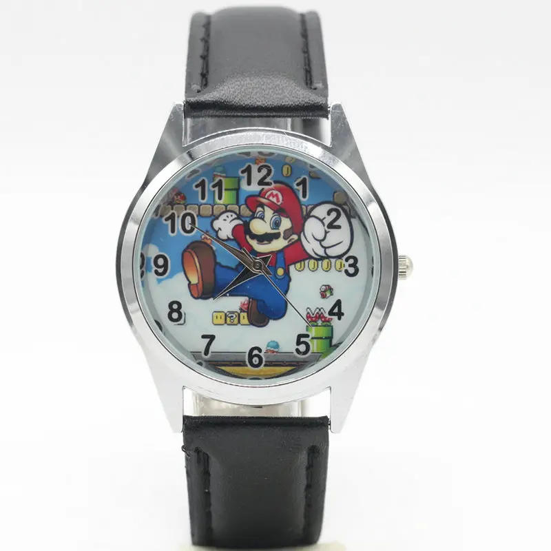 Бесплатная доставка 1 шт. детские часы с героями мультфильма Super mario doll кварцевые