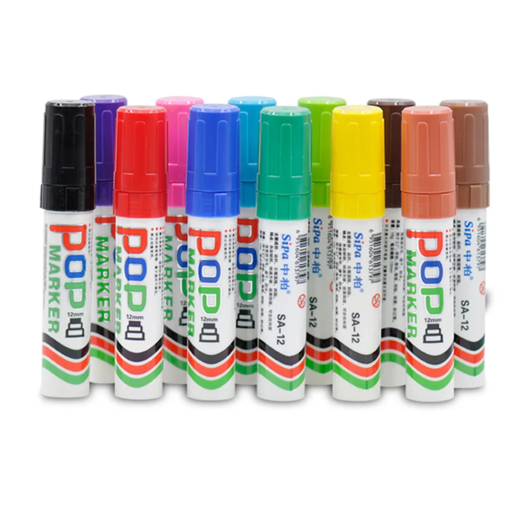 

Sipa POP Marker Waterproof Pens for Ad Design 6mm 12mm 30mm 20mm 10mm Highlighter Drawing Shop Promotion Big Words Notice