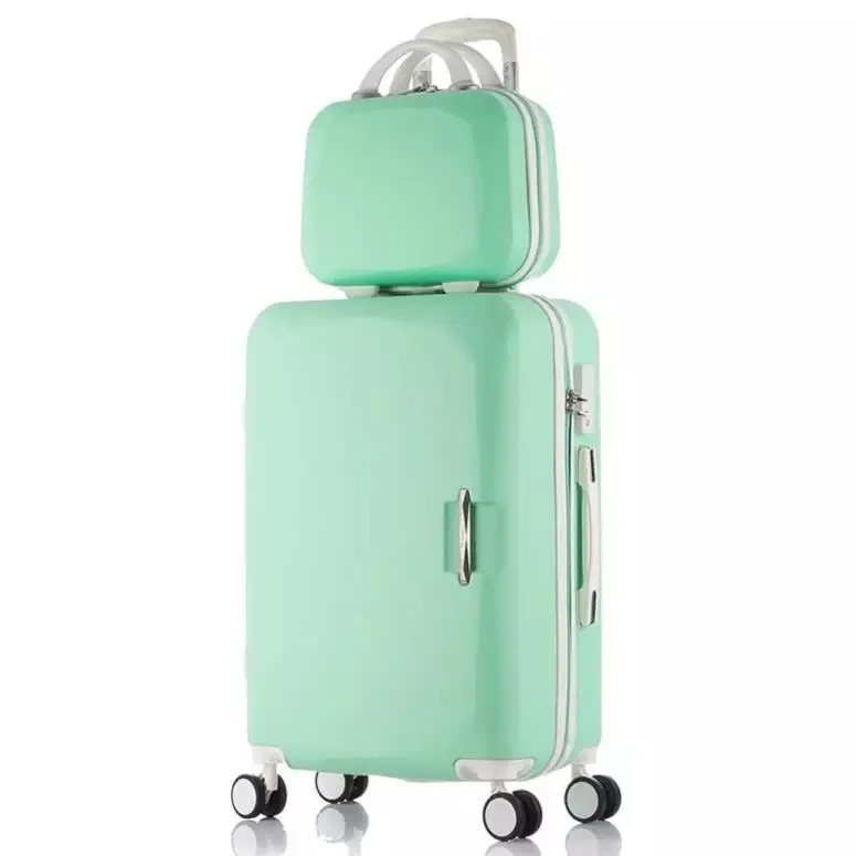 20''carry on багаж дорожная тележка чемодан spinner колеса 26 дюймов Большая сумка чемодан Новая мода кабина чемодан унисекс сумка - Цвет: green set