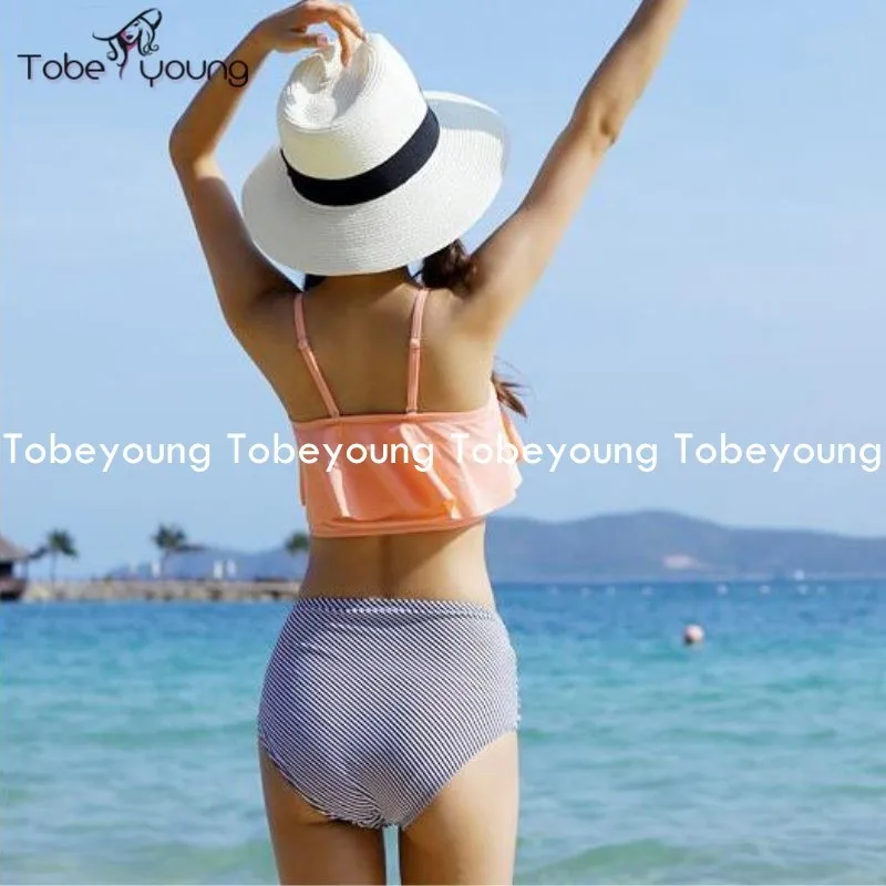 2017 Новый Высокой Талией Купальники Женщины Оборками Бинты Бикини Установить Пуш