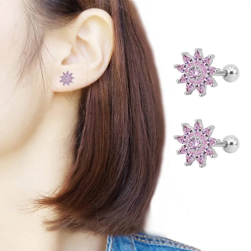 Женские простые серьги в виде цветка и Снежинки из титана/нержавеющей стали