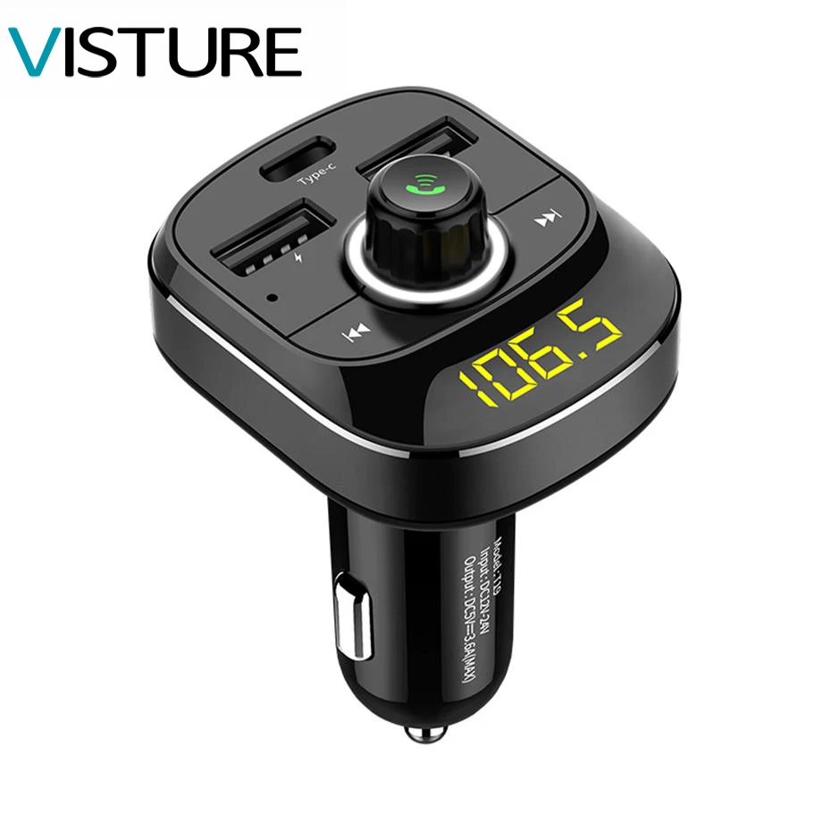Bluetooth FM передатчик модулятор Handsfree Car Kit аудио MP3 плеер с быстрой зарядкой Type C Dual USB