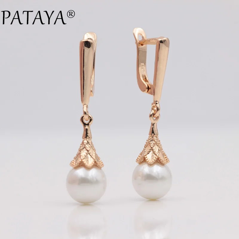 PATAYA, Новое поступление 585, розовые, золотые, белые, круглые, имитация жемчуга, длинные серьги для женщин, для свадебной вечеринки, романтические, изящные, простые ювелирные изделия
