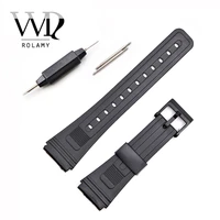 rolamy 20mm watch band strap loop silicone rubber straight end with black plastic pin buckle men lady black watchband watch belt
