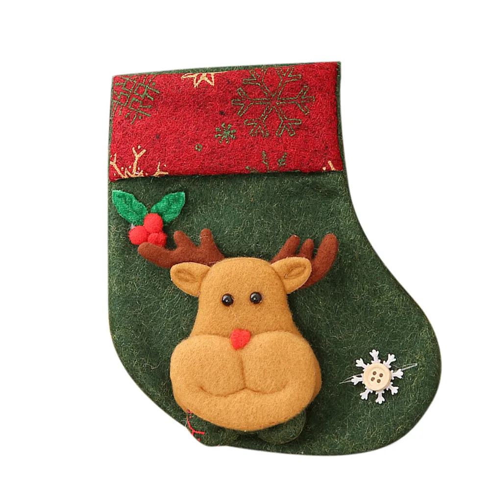 Шт. 1 шт тканевые рождественские чулки носки Санта Клаус Конфеты Подарочная сумка