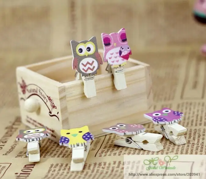 10 шт./лот Zakka Kawaii мультфильм сова дизайн сделай сам деревянный пакет зажим набор с