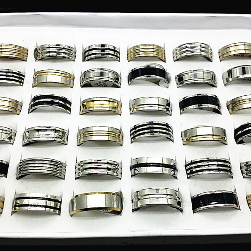 Мужские кольца из нержавеющей стали в полоску 100 шт.|ring couple jewelry|ring body jewelryjewelry chest |