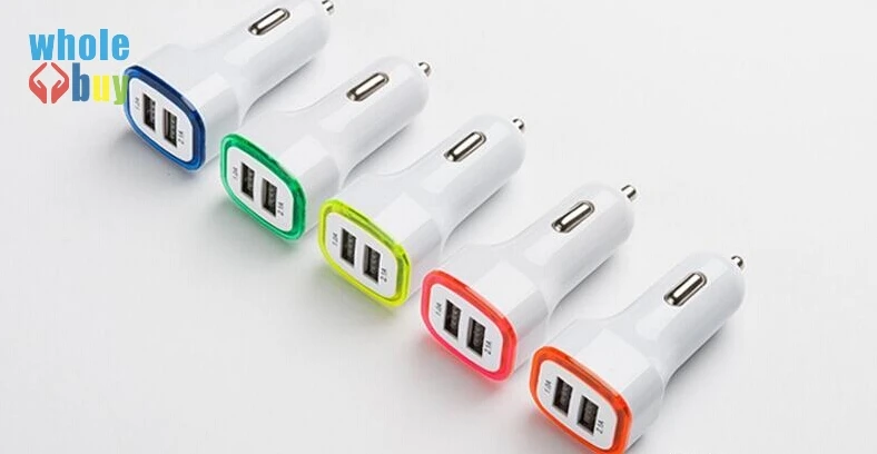 200 шт./партия автомобильное зарядное устройство с двумя USB портами|Зарядные